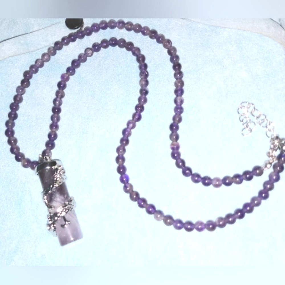 "Jovivi" Women's Healing Protective Amethyst Dragon Necklace